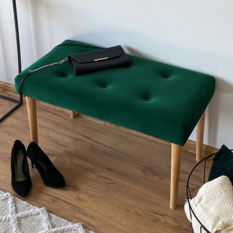 Ławka tapicerowana PRUDHOMME NAT - Butelkowa zieleń