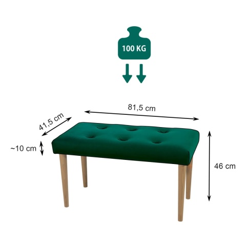 Ławka tapicerowana PRUDHOMME NAT - Butelkowa zieleń