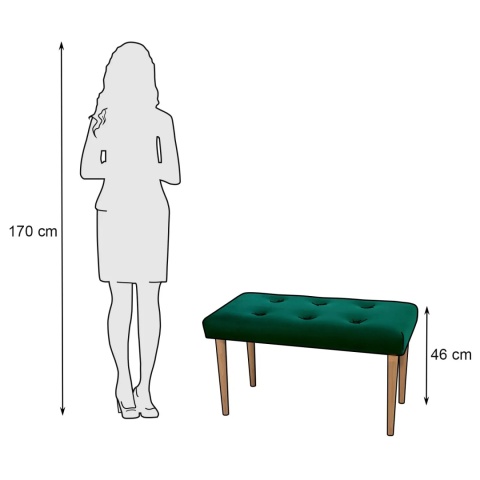 Ławka tapicerowana PRUDHOMME NAT - Butelkowa zieleń