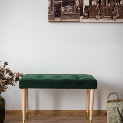 Ławka tapicerowana PRUDHOMME NAT - Butelkowa zieleń
