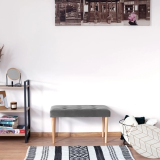 Ławka tapicerowana PRUDHOMME NAT - Ciemny szary