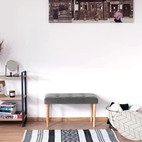 Ławka tapicerowana PRUDHOMME NAT - Ciemny szary