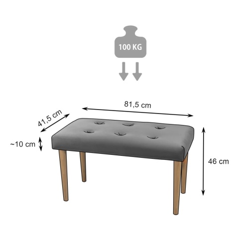 Ławka tapicerowana PRUDHOMME NAT - Ciemny szary