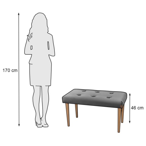 Ławka tapicerowana PRUDHOMME NAT - Ciemny szary