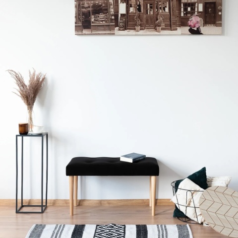 Ławka tapicerowana PRUDHOMME NAT - Czarny