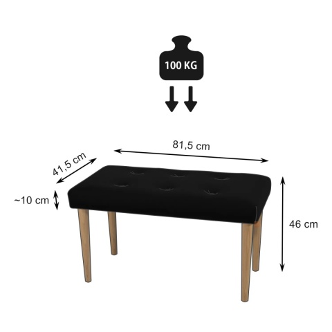 Ławka tapicerowana PRUDHOMME NAT - Czarny
