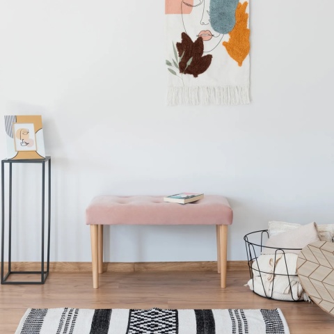 Ławka tapicerowana PRUDHOMME NAT - Pudrowy róż