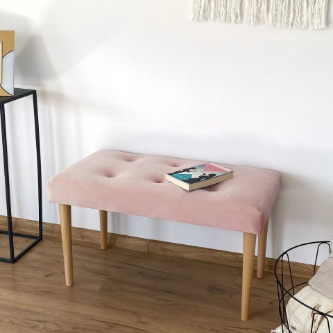 Ławka tapicerowana PRUDHOMME NAT - Pudrowy róż