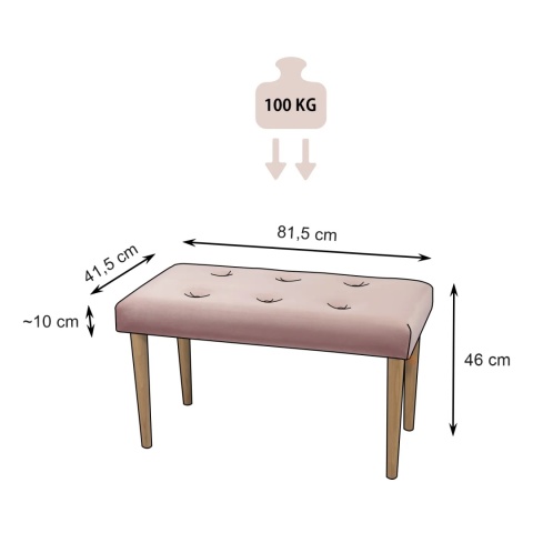 Ławka tapicerowana PRUDHOMME NAT - Pudrowy róż