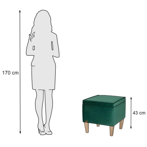 Pufa otwierana skrzynia FRANCE NAT - Butelkowa zieleń