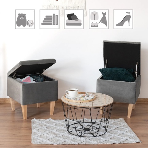 Pufa otwierana skrzynia FRANCE NAT - Czarna