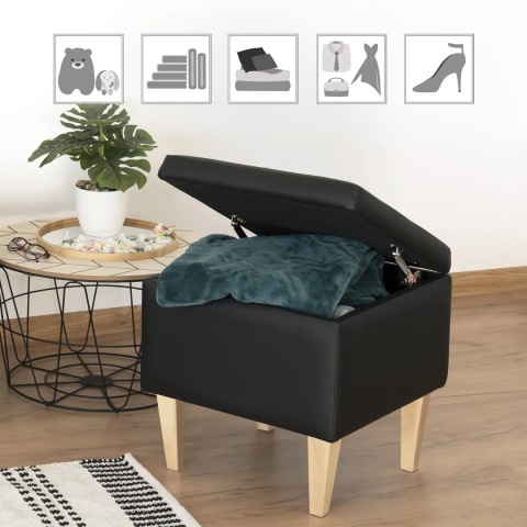 Pufa otwierana skrzynia PIRANDELLO - Czarna