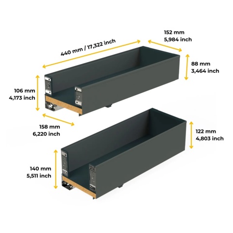 Wysuwany stojak na butelki boczny Lewy 200mm 2P Titane Simplex, Szary antracytowy