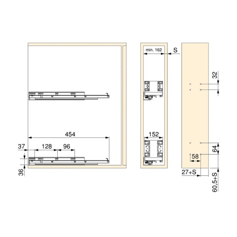 Wysuwany stojak na butelki boczny Lewy 200mm 2P Titane Simplex, Szary antracytowy