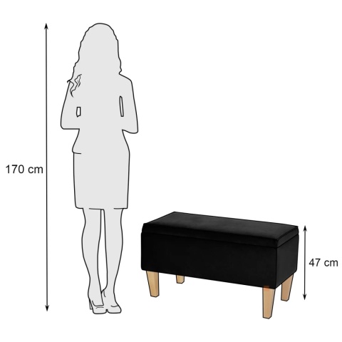 Ławka otwierana skrzynia FRANCE NAT - Czarna