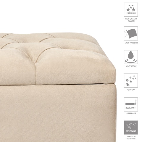 Ławka pikowana otwierana skrzynia MODIANO BL - Beżowy