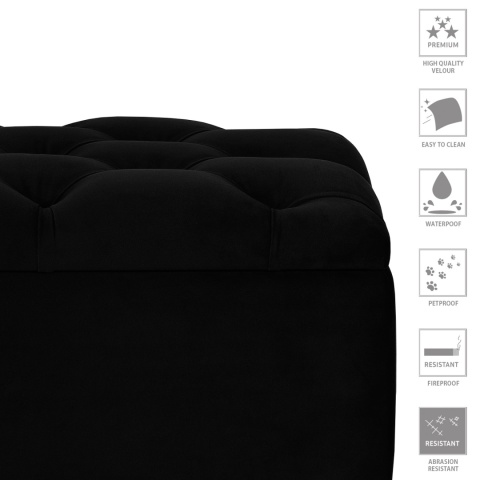 Ławka pikowana otwierana skrzynia MODIANO BL - Czarny