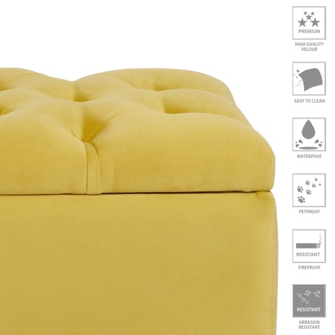 Ławka pikowana otwierana skrzynia MODIANO BL - Musztardowy