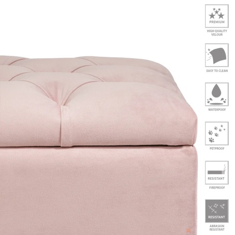 Ławka pikowana otwierana skrzynia MODIANO BL - Pudrowy róż