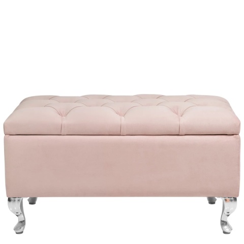 Ławka pikowana otwierana skrzynia MODIANO CR - Pudrowy róż