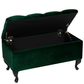 Ławka pikowana otwierana skrzynia VERONA BL - Butelkowa zieleń