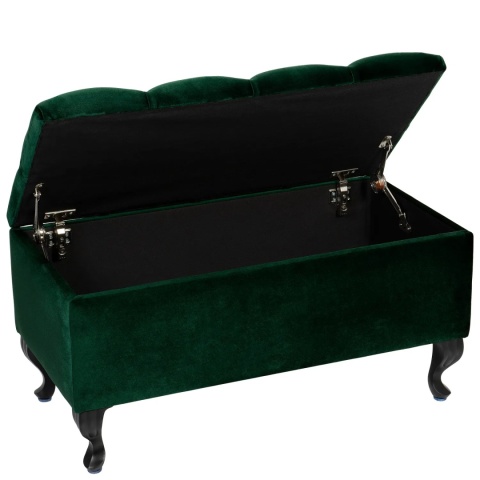 Ławka pikowana otwierana skrzynia VERONA BL - Butelkowa zieleń