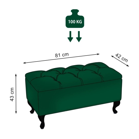 Ławka pikowana otwierana skrzynia VERONA BL - Butelkowa zieleń