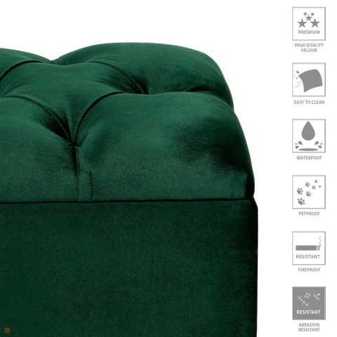 Ławka pikowana otwierana skrzynia VERONA BL - Butelkowa zieleń