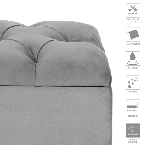 Ławka pikowana otwierana skrzynia VERONA BL - Szary