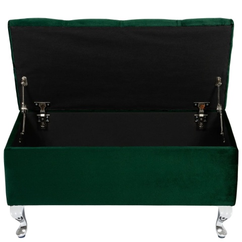 Ławka pikowana otwierana skrzynia VERONA CR - Butelkowa zieleń