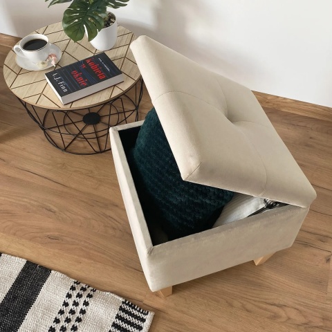 Pufa otwierana skrzynia PIRANDELLO NAT - Beż