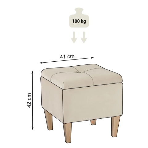 Pufa otwierana skrzynia PIRANDELLO NAT - Beż