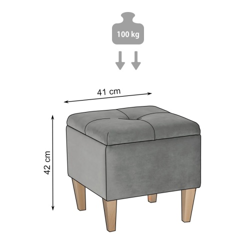 Pufa otwierana skrzynia PIRANDELLO NAT - Ciemny szary