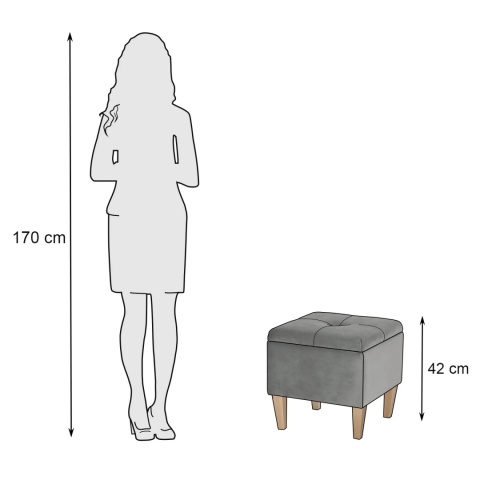 Pufa otwierana skrzynia PIRANDELLO NAT - Ciemny szary