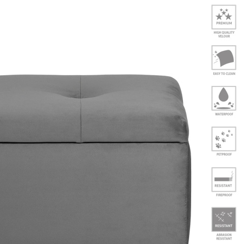 Pufa otwierana skrzynia PIRANDELLO NAT - Ciemny szary