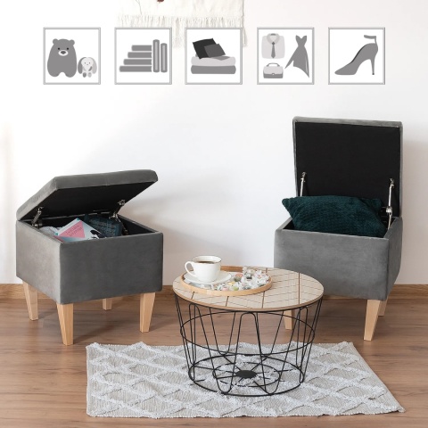 Pufa otwierana skrzynia PIRANDELLO NAT - Ciemny szary