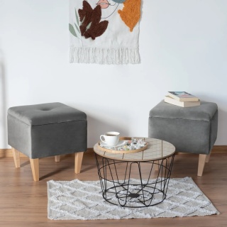 Pufa otwierana skrzynia PIRANDELLO NAT - Ciemny szary