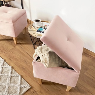 Pufa otwierana skrzynia PIRANDELLO NAT - Pudrowy róż