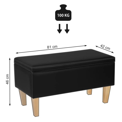 Ławka otwierana skrzynia CARDUCCI NAT - Czarna eco