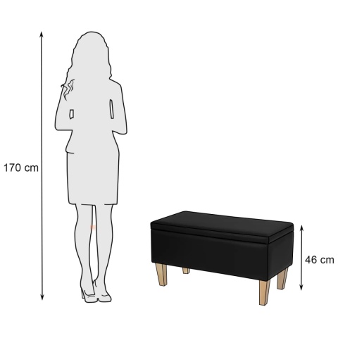 Ławka otwierana skrzynia CARDUCCI NAT - Czarna eco