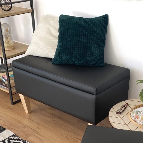 Ławka otwierana skrzynia CARDUCCI NAT - Czarna eco