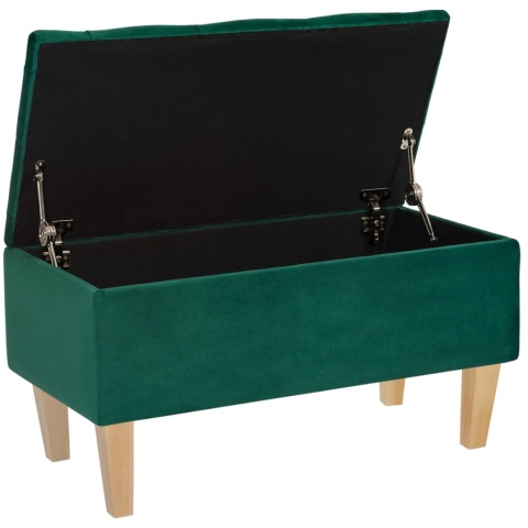 Ławka pikowana otwierana skrzynia BENAVENTE NAT - Butelkowa zieleń