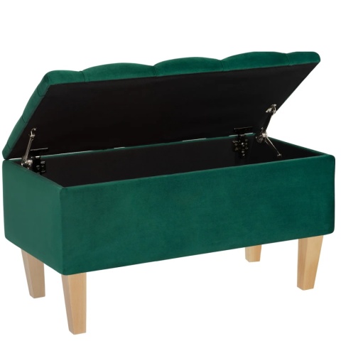 Ławka pikowana otwierana skrzynia BENAVENTE NAT - Butelkowa zieleń