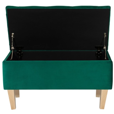 Ławka pikowana otwierana skrzynia BENAVENTE NAT - Butelkowa zieleń