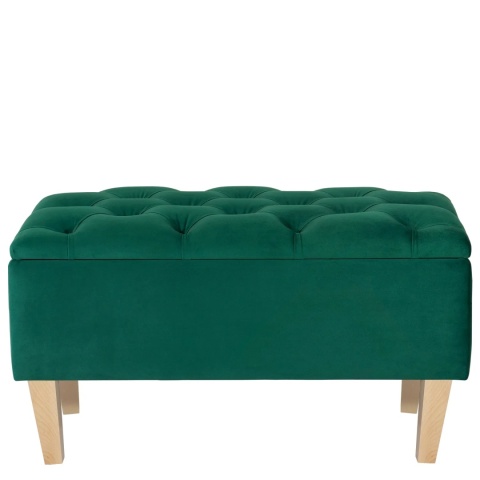 Ławka pikowana otwierana skrzynia BENAVENTE NAT - Butelkowa zieleń