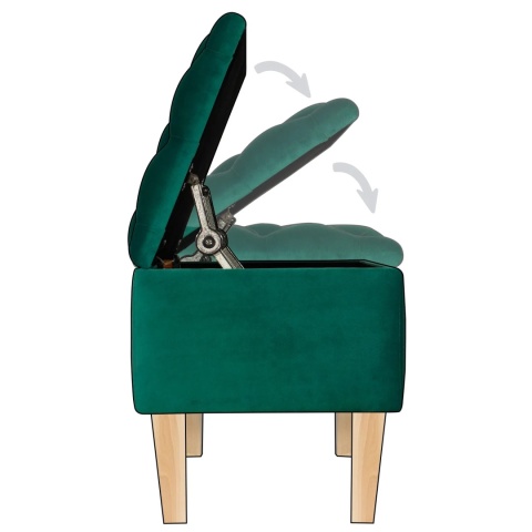 Ławka pikowana otwierana skrzynia BENAVENTE NAT - Butelkowa zieleń