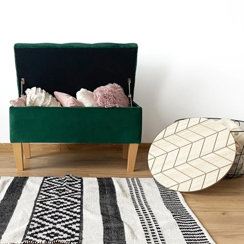 Ławka pikowana otwierana skrzynia BENAVENTE NAT - Butelkowa zieleń