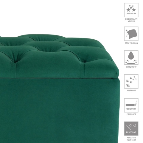 Ławka pikowana otwierana skrzynia BENAVENTE NAT - Butelkowa zieleń