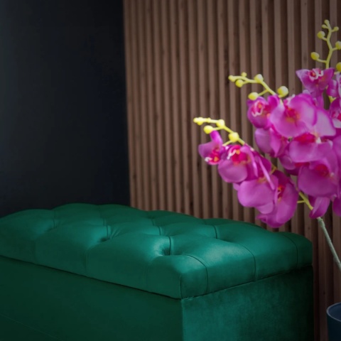 Ławka pikowana otwierana skrzynia BENAVENTE NAT - Butelkowa zieleń