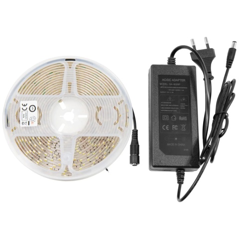Taśma LED 2835 biały ciepły 5m + Zasilacz 12V IP20 Bemko
